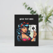 Cool lady poker briefkaart (Staand voorkant)