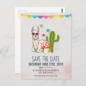 Cool lama in hartvormige zonnebril Save the Date Briefkaart (Voorkant / Achterkant)