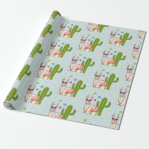 Cool lama in Heart-Shaped Sunbril Pattern Cadeaupapier
