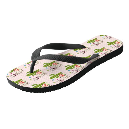 Cool lama in Heart-Shaped Sunbril Pattern Teenslippers (Schuin)