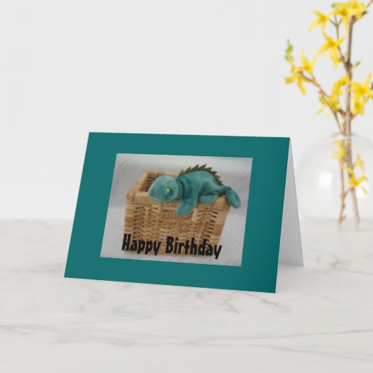 Cool Lazy Lizard Kaart (Gele Bloem)