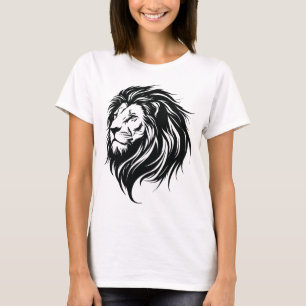 Cool Leeuw Teken T-Shirt – Artistiek & Krachtig Gr