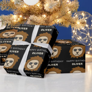 Cool Leeuwenkop Patroon Dier Verjaardag Cadeaupapier