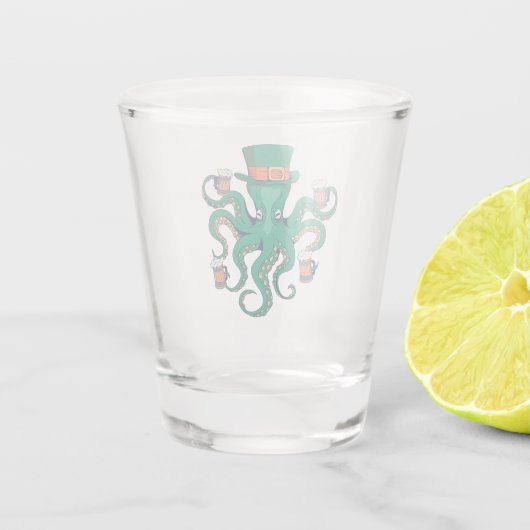 Cool Leprechaun Octopus en Beer St. Patrick's Day Shot Glas (Achterkant)