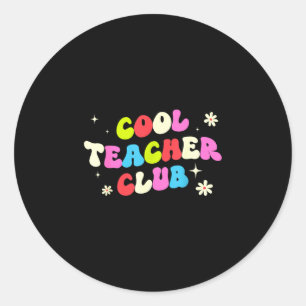 Cool lerarenclub retro groovy grappig terug naar ronde sticker