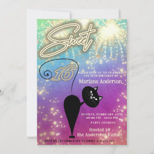 Cool leuk grillig kattenballon sparkle vuurwerk kaart