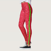 Cool Leuk Helder Rood Groen Glitter Leggings (Links)