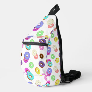 Cool leuk kleurrijk donuts patroon wit sling bag
