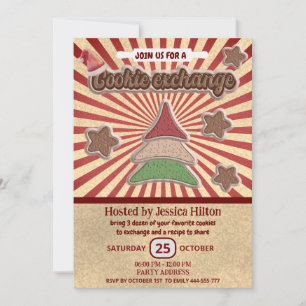Cool leuk retro typografie cookie exchange party kaart