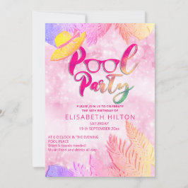 Cool leuk zomerscript poolparty verjaardag kaart