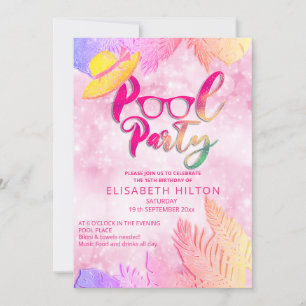 Cool leuk zomerscript poolparty verjaardag kaart
