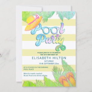 Cool leuk zomerscript poolparty verjaardag kaart