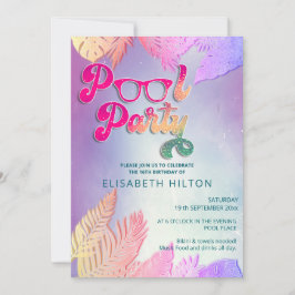 Cool leuk zomerscript poolparty verjaardag kaart