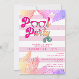 Cool leuk zomerscript poolparty verjaardag kaart