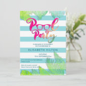 Cool leuk zomerscript poolparty verjaardag kaart (Staand voorkant)