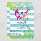 Cool leuk zomerscript poolparty verjaardag kaart (Voorkant / Achterkant)