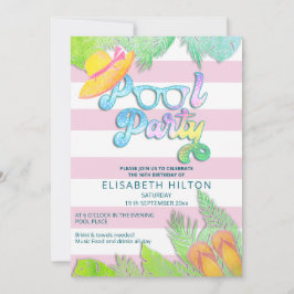 Cool leuk zomerscript poolparty verjaardag kaart