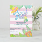 Cool leuk zomerscript poolparty verjaardag kaart (Staand voorkant)