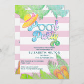 Cool leuk zomerscript poolparty verjaardag kaart (Voorkant / Achterkant)