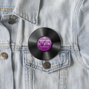 Cool leuke aangepaste tekst retro vinyl record ronde button 7,6 cm