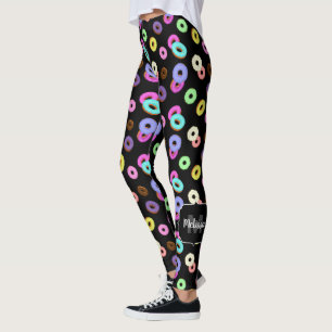 Cool leuke kleurrijke donuts patroon zwart Monogra Leggings