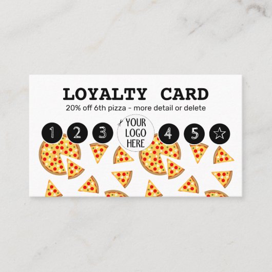 Cool leuke pizza en plakjes patroon wit Uw logo Klantenkaartje (Voorkant)
