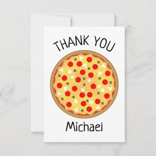 Cool leuke pizza party kinderen verjaardag bedankkaart (Voorkant)