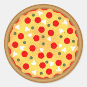Cool leuke pizza party kinderen verjaardag ronde sticker (Voorkant)