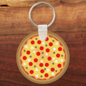 Cool leuke pizza pepperoni paddenstoel sleutelhanger (Voorkant)