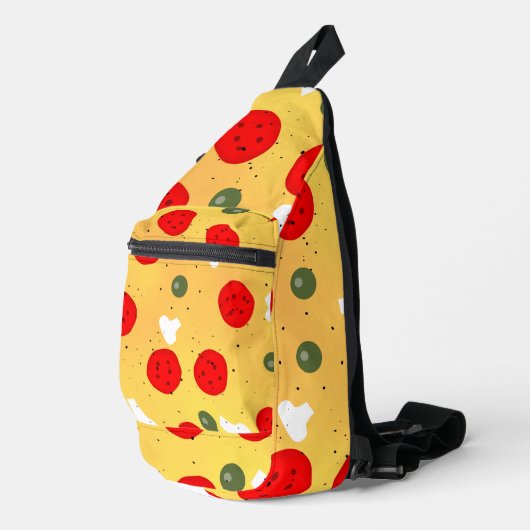 Cool leuke pizza pepperoni paddenstoel sling bag (Rechterhoek)