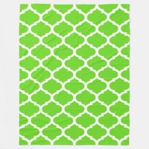Cool Lime Green Moroccan Quatrefoil Pattern Fleece Deken