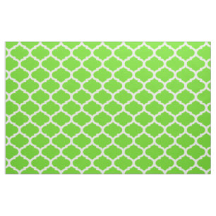 Cool Lime Green Moroccan Quatrefoil Pattern Stof