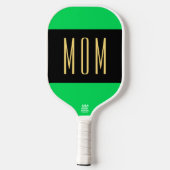 Cool Lime Green Wide Center Black Stripe MOM-tekst Pickleball Paddle (Achterkant)