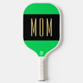 Cool Lime Green Wide Center Black Stripe MOM-tekst Pickleball Paddle (Voorkant)