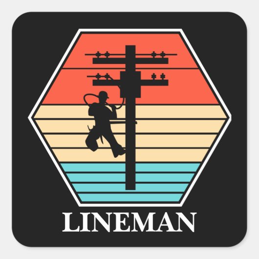 Cool Lineman  zonsondergang Vierkante Sticker (Voorkant)
