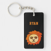 Cool Lion Drawing Black Naam Sleutelhanger (Voorkant)