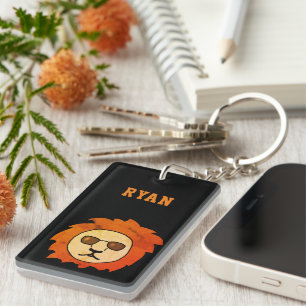 Cool Lion Drawing Black Name Sleutelhanger