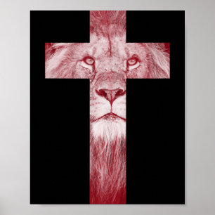 Cool Lion Judah Cross Jesus Gift voor christenen Poster