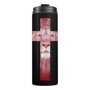Cool Lion Judah Cross Jesus Gift voor christenen Thermosbeker