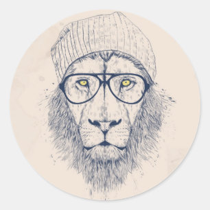 Cool lion ronde sticker