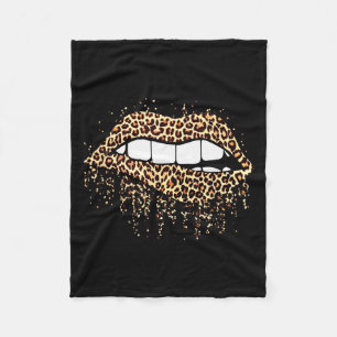 Cool Lips Bite Kus Meen Luipaardprint Jachtluipaar Fleece Deken
