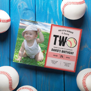 Cool Little Slugger Baseball Foto 2e verjaardag Kaart