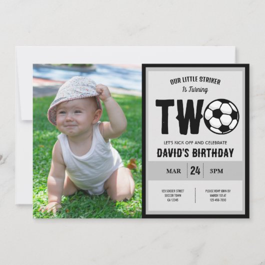 Cool Little Striker Voetbal Foto 2e verjaardag Kaart (Voorkant)