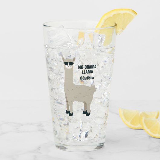 Cool Llama, aangepaste naam pint glass Glas (Achterkant ijs)