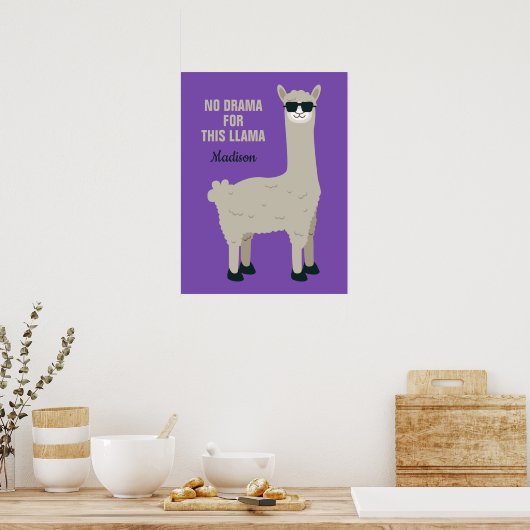 Cool Llama aangepaste naam, tekst en kleur posters (Keuken)
