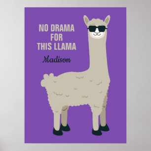 Cool Llama aangepaste naam, tekst en kleur posters