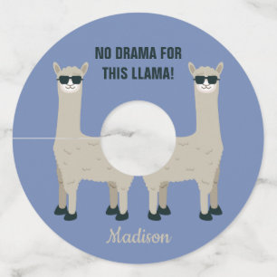 Cool Llama aangepaste naam, tekst & kleur wijn lab Wijnglaslabel