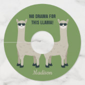 Cool Llama aangepaste naam, tekst & kleur wijn lab Wijnglaslabel (Voorkant)