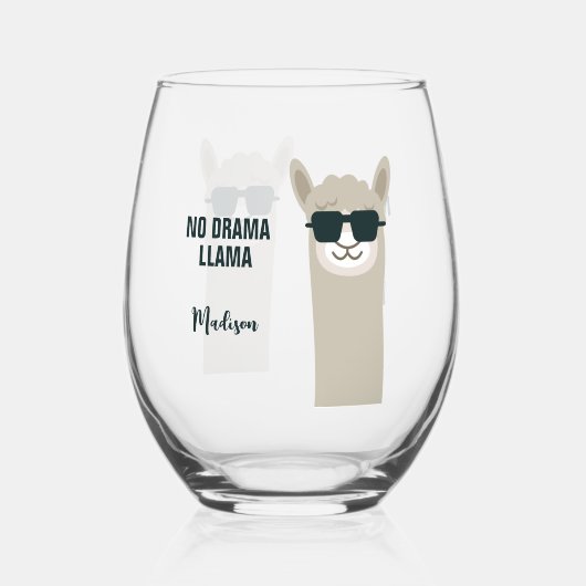 Cool Llama aangepaste naam & tekst Wijnglas Zonder Voet (Achterkant)