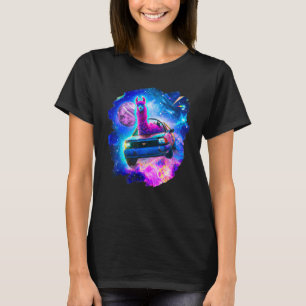 Cool Llama bestuurt sportauto in ruimte alpaca la T-shirt